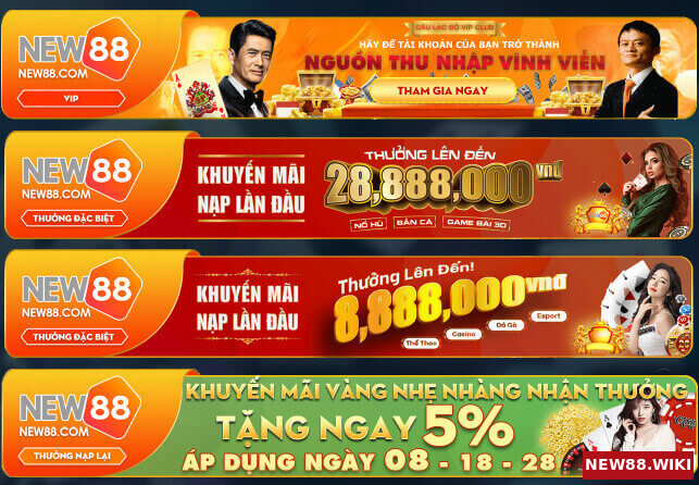 Top 10 khuyến mãi NEW88 – Nhận thưởng lớn lên đến 88 triệu