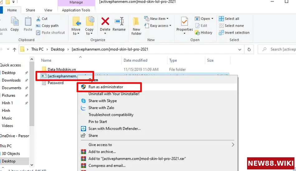 Click file exe và chọn Run as adminstrator