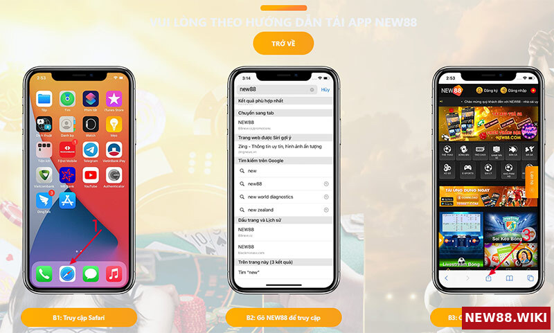 Các bước tải new88 cho IOS bằng trình duyệt Safari