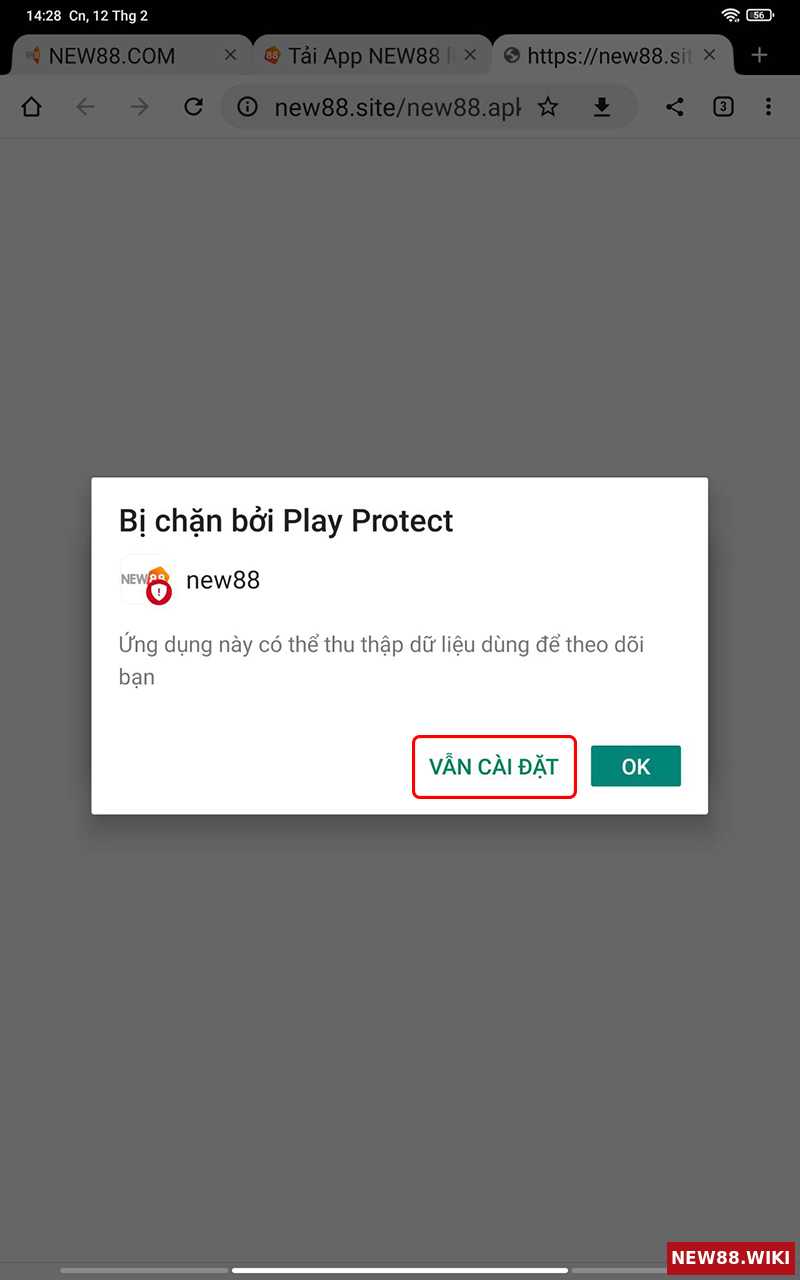 Cho phép cài đặt ứng dụng bằng file apk