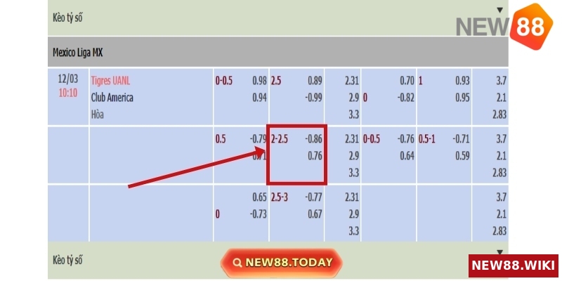 Ví dụ cụ thể về kèo tài xỉu 2-2.5