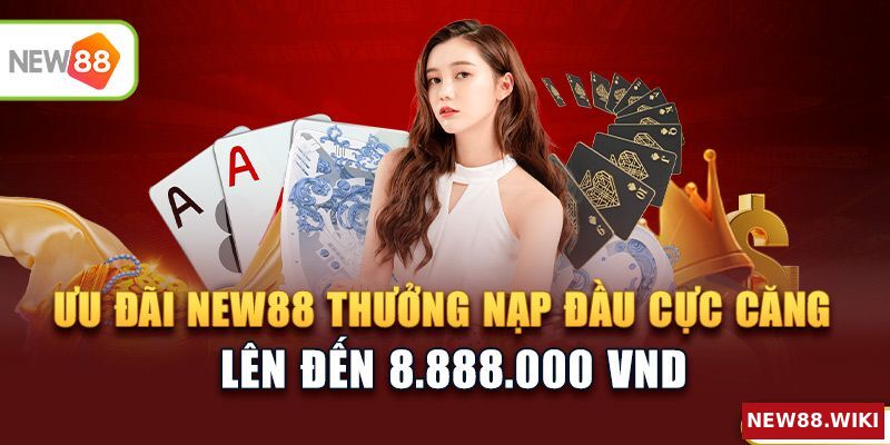 Ưu đãi new88 thưởng nạp đầu cực căng lên đến 8.888.000 VND