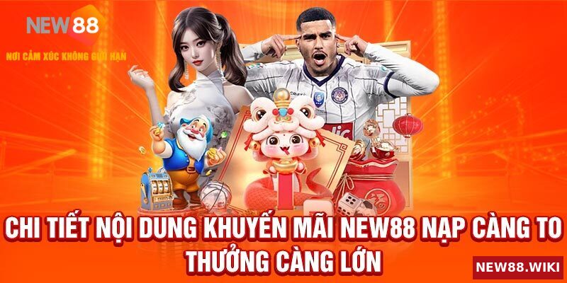 Toàn bộ nội dung khuyến mãi NEW88 nạp càng nhiều thưởng càng cao