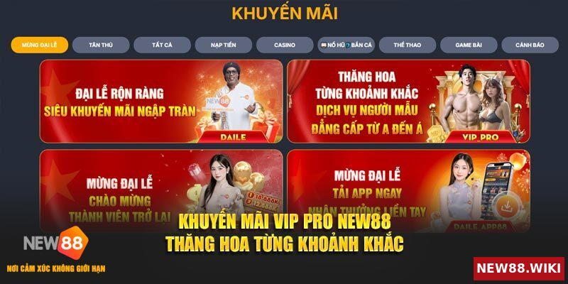 KHUYẾN MÃI VIP PRO NEW88 THĂNG HOA TỪNG KHOẢNH KHẮC